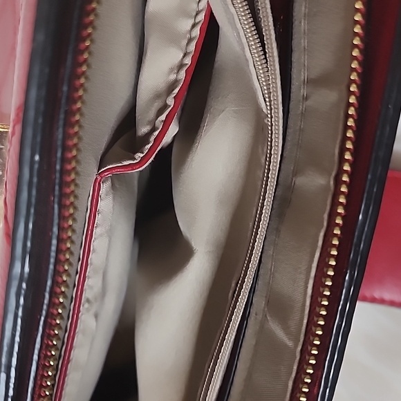 Large Vegan Leather Red Handbag Quilted Pattern Shoulder Satchel Hand Bag Purse - Picture 6 of 10